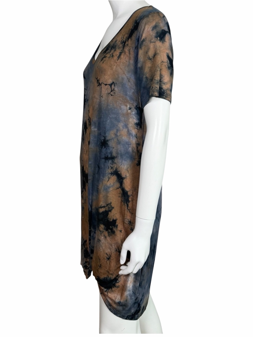 Vocal Tie Dye Twist Front T-Shirt Dress Studded V Neck Large Boho - Picture 6 of 8